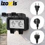 Izoxis 27730 Dvojitá vnější zásuvka s klapkou IP66, 230 - 250 V, 16 A, černá