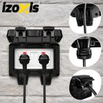 Izoxis 27730 Dvojitá vnější zásuvka s klapkou IP66, 230 - 250 V, 16 A, černá