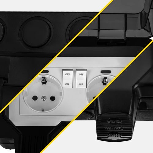 Izoxis 27730 Dvojitá vnější zásuvka s klapkou IP66, 230 - 250 V, 16 A, černá