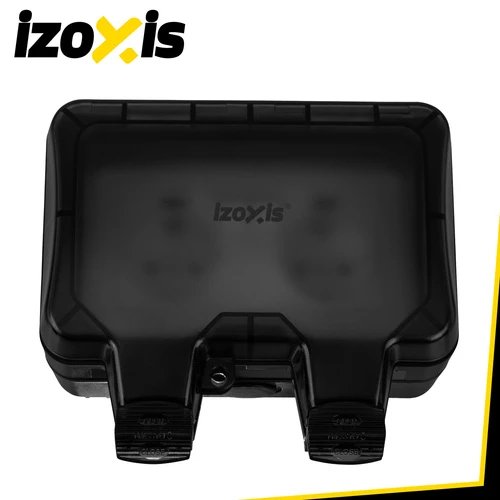 Izoxis 27730 Dvojitá vnější zásuvka s klapkou IP66, 230 - 250 V, 16 A, černá