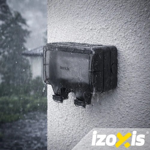 Izoxis 27730 Dvojitá vnější zásuvka s klapkou IP66, 230 - 250 V, 16 A, černá