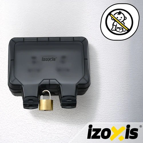 Izoxis 27730 Dvojitá vnější zásuvka s klapkou IP66, 230 - 250 V, 16 A, černá