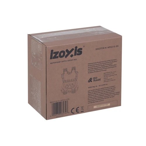 Izoxis 27730 Dvojitá vnější zásuvka s klapkou IP66, 230 - 250 V, 16 A, černá