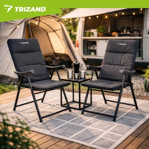 Trizand 27610 Kempingová skladací židle 59 x 70 x 91 cm, sada 2 ks, černá 