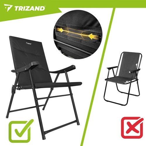 Trizand 27610 Kempingová skladací židle 59 x 70 x 91 cm, sada 2 ks, černá 