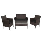 Gardlov 26911 Zahradní nábytek - pohovka, 2 křesla, stolek se sklem, ratan hnědý