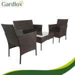 Gardlov 26911 Zahradní nábytek - pohovka, 2 křesla, stolek se sklem, ratan hnědý