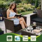 Gardlov 26911 Zahradní nábytek - pohovka, 2 křesla, stolek se sklem, ratan hnědý