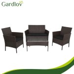 Gardlov 26911 Zahradní nábytek - pohovka, 2 křesla, stolek se sklem, ratan hnědý