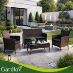 Gardlov 26911 Zahradní nábytek - pohovka, 2 křesla, stolek se sklem, ratan hnědý