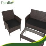 Gardlov 26911 Zahradní nábytek - pohovka, 2 křesla, stolek se sklem, ratan hnědý