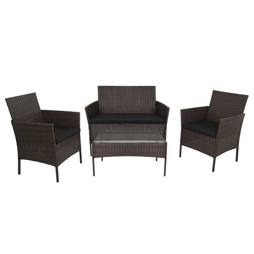 Gardlov 26911 Zahradní nábytek - pohovka, 2 křesla, stolek se sklem, ratan hnědý