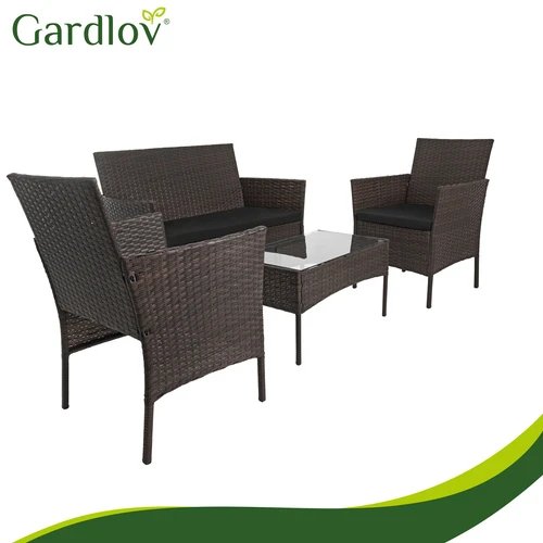 Gardlov 26911 Zahradní nábytek - pohovka, 2 křesla, stolek se sklem, ratan hnědý