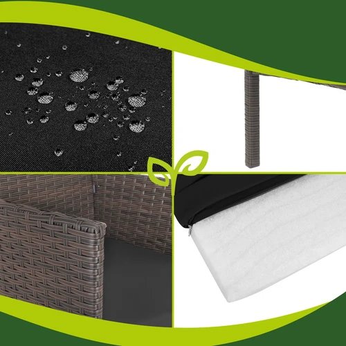 Gardlov 26911 Zahradní nábytek - pohovka, 2 křesla, stolek se sklem, ratan hnědý