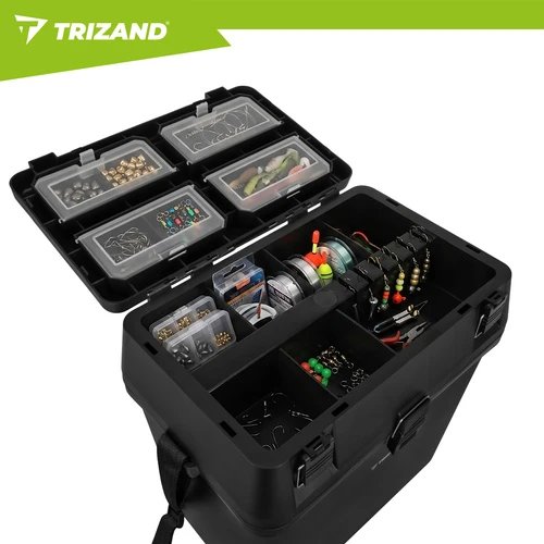 Trizand 27412 Rybárska debna so sedadlom do 140 kg, 38 x 34 x 21 cm, čierna 