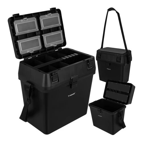 Trizand 27412 Rybárska debna so sedadlom do 140 kg, 38 x 34 x 21 cm, čierna 