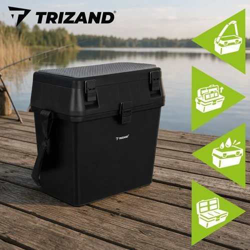 Trizand 27412 Rybárska debna so sedadlom do 140 kg, 38 x 34 x 21 cm, čierna 