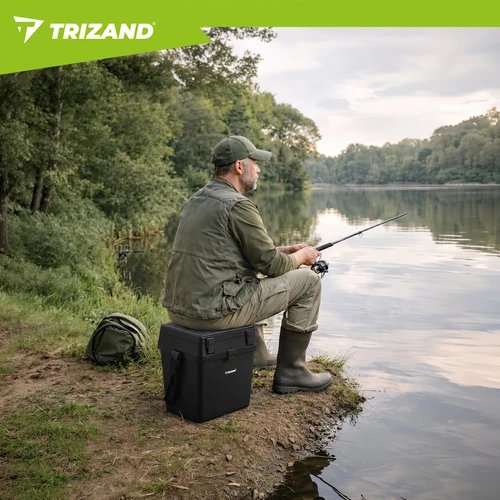Trizand 27412 Rybárska debna so sedadlom do 140 kg, 38 x 34 x 21 cm, čierna 