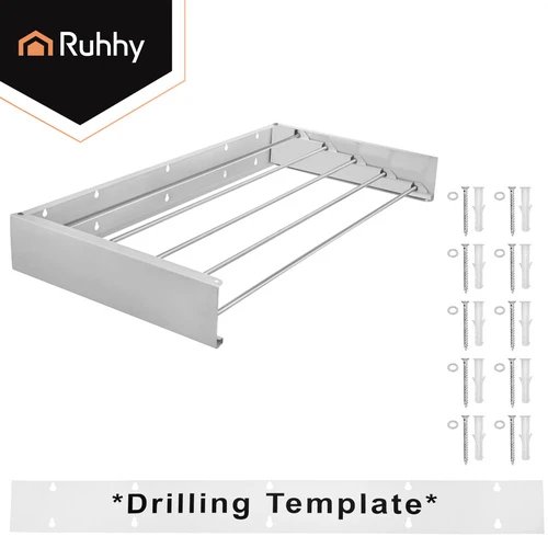 Ruhhy 27759 Skladací nástenný sušiak na bielizeň 80 cm, biely