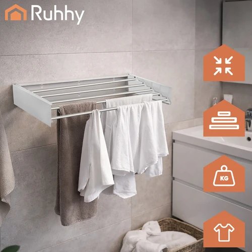 Ruhhy 27759 Skladací nástenný sušiak na bielizeň 80 cm, biely