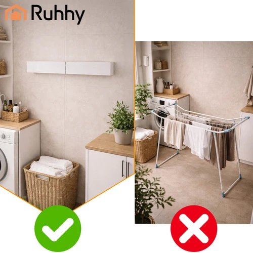 Ruhhy 27759 Skladací nástenný sušiak na bielizeň 80 cm, biely