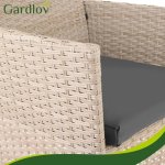 Gardlov 26909 Záhradný nábytok – pohovka, 2 kreslá, stolík so sklenenou doskou, ratanová, béžová