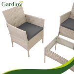 Gardlov 26909 Záhradný nábytok – pohovka, 2 kreslá, stolík so sklenenou doskou, ratanová, béžová