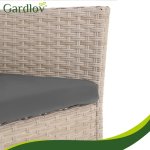 Gardlov 26909 Záhradný nábytok – pohovka, 2 kreslá, stolík so sklenenou doskou, ratanová, béžová