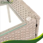 Gardlov 26909 Záhradný nábytok – pohovka, 2 kreslá, stolík so sklenenou doskou, ratanová, béžová