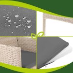 Gardlov 26909 Záhradný nábytok – pohovka, 2 kreslá, stolík so sklenenou doskou, ratanová, béžová