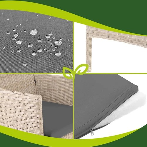 Gardlov 26909 Záhradný nábytok – pohovka, 2 kreslá, stolík so sklenenou doskou, ratanová, béžová