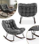 Gordon G1146 Houpací křeslo s měkkým polštářem, černošedé, bazar 