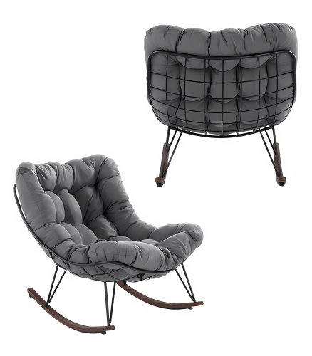 Gordon G1146 Houpací křeslo s měkkým polštářem, černošedé, bazar 