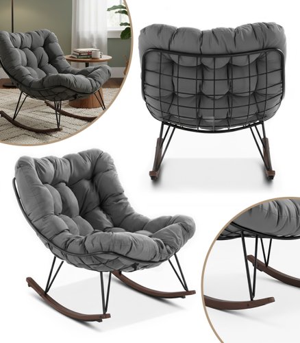 Gordon G1146 Houpací křeslo s měkkým polštářem, černošedé, bazar 