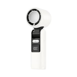 Verk 27703 Přenosný ventilátor s displejem a LED svítilnou, USB, 199 rychlostí, bílý