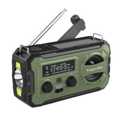 Kruger&Matz KM0837 Solární rádio s powerbankou 10 000 mAh, SOS alarm, LED svítilna, zelené