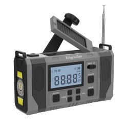 Kruger&Matz KM0838 Solární rádio s powerbankou 10 000 mAh, SOS alarm, LED svítilna, šedé