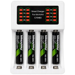 Verk 02050 Nabíječka USB‑C pro AA/AAA baterie, LED + 4x baterie AAA
