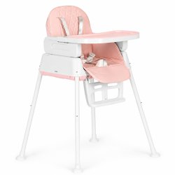 ECOTOYS HA-009 Detská jedálenská stolička, skladateľná, 5-bodové pásy, 3 v 1, ružová