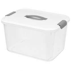 Verk 27661 Úložná krabica s vekom a sponami, 20 l, biela