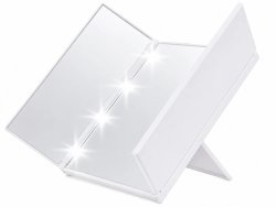 Verk 27635 Skladacie kozmetické zrkadlo so stojanom a LED osvetlením, biele