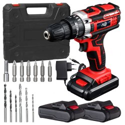 RealG RC-K-2298 Aku vrtačka / šroubovák 18 V, 2x baterie, LED osvětlení, kufr