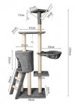 Malatec 7927 Škrabadlo pre mačky 138 cm šedá