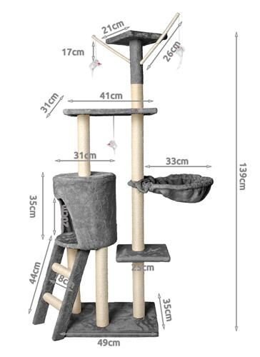 Malatec 7927 Škrabadlo pre mačky 138 cm šedá