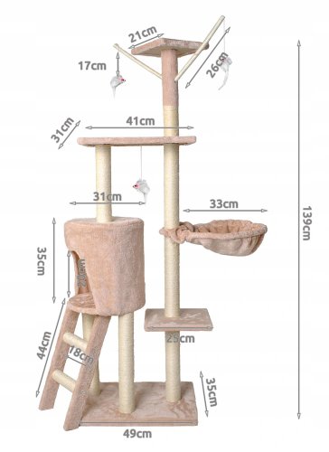 Malatec 7928 Škrabadlo pre mačky 138cm béžová