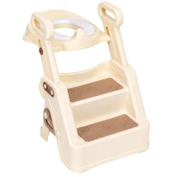 ECOTOYS HA-P33 Detské WC sedadlo so schodíkmi a madlami, béžové