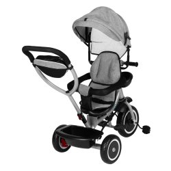ECOTOYS WQL-066 Dětská tříkolka, kočárek s otočným sedátkem 360°, 2 v 1, šedá