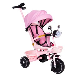ECOTOYS WQL-186 Dětská tříkolka, kočárek s otočným sedátkem 360°, růžová
