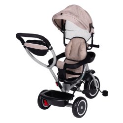 ECOTOYS WQL-066 Dětská tříkolka, kočárek s otočným sedátkem 360°, 2 v 1, béžová