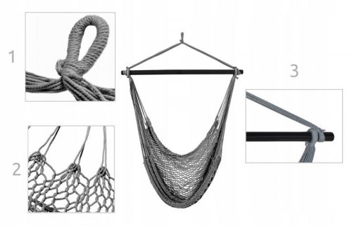 Malatec 5885 Závěsná houpací síť Hamaka Brasil šedá